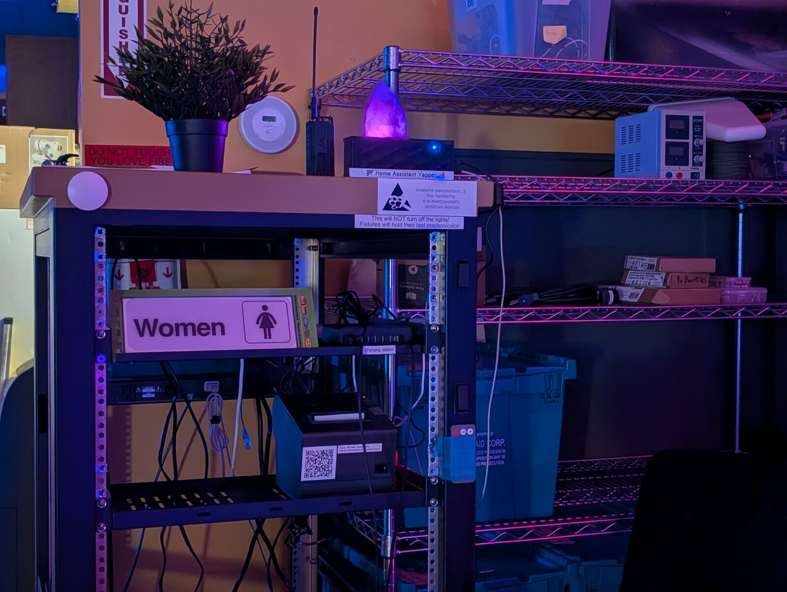 A view of the members' server rack.